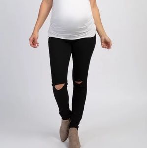 Pinkblush black distressed maternity skinny jeans